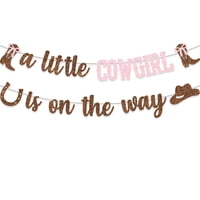 Domoo Of Dreams - Banner Cowgirl Baby Shower Una Pequeña Vaquera Está En Camino, Rosa