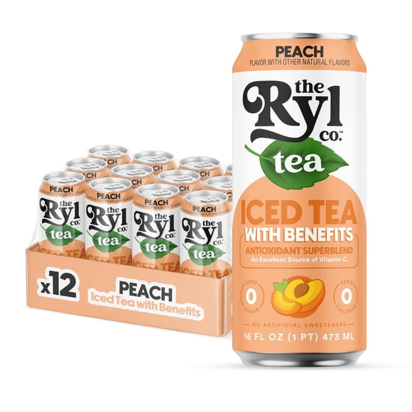 Té helado The Ryl Co sabor durazno sin azúcar 12 latas de 473 ml