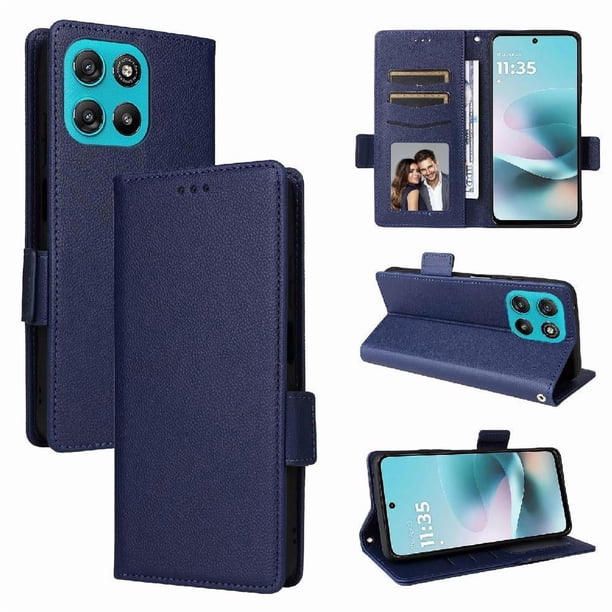 Funda Cartera para Motolora Moto G67 Power Tapa Flip con Ranuras y Soporte Azul