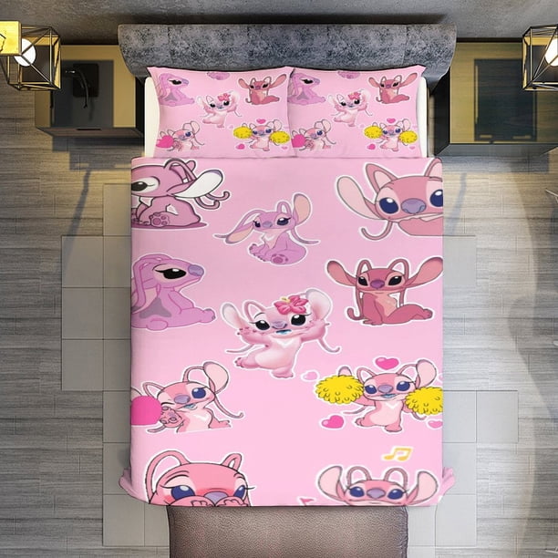 3 Pieces Angela stich Bedding Comforter Set Full with 2 Pillowcases for Kids Teens Girls Women Microfiber Easy Wash Light Breathable Cozy White Base Bed Sheets