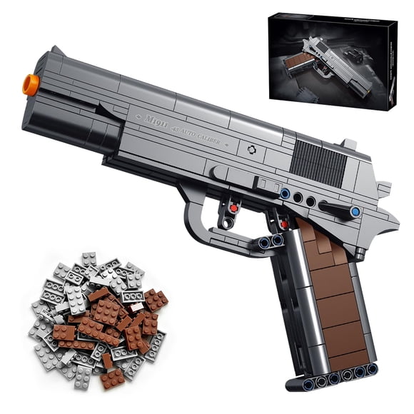 LQPFBSM Set de bloques de construcción modelo M1911 a escala 1:1, 333 piezas, pistola militar, kit de construcción decorativo para adultos y adolescentes