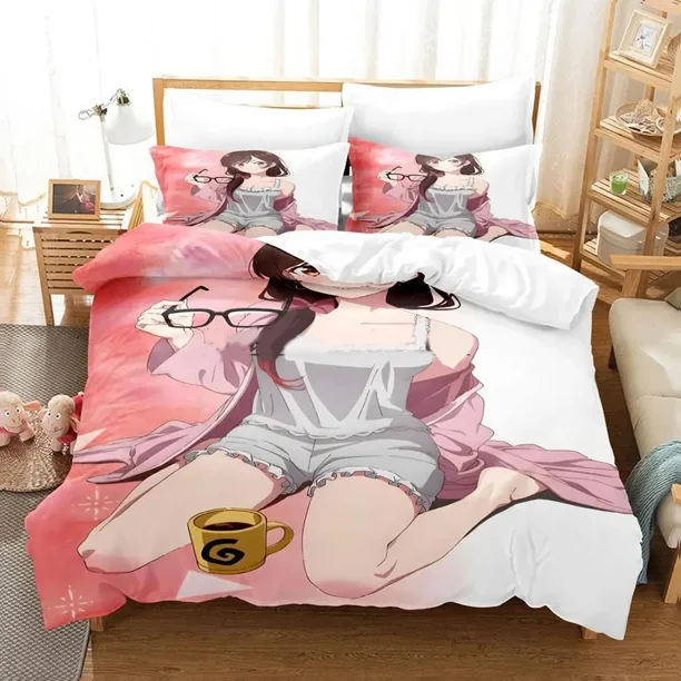 Rent A Girlfriend Bedding Set Duvet Cover Bed Set Quilt Cover Pillowcase Comforter Boys Adult Bedding Set Bed Sheets