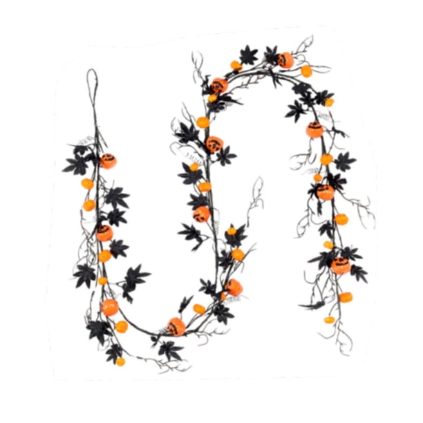Guirnalda De Calabaza De Otoño Para Halloween, Guirnalda De Hojas De Arce Para Repisa De Chimenea De Fondo Para Jardín