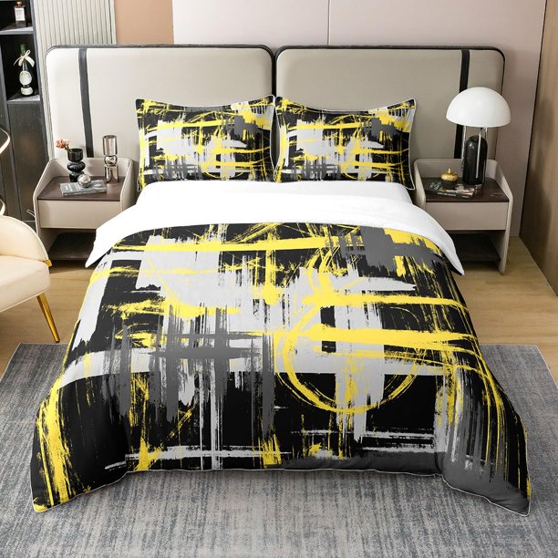 x2312 Bed SheetsRed Grey White Geometric Bedding Set Full Size Stripes Duvet Cover Bedroom Decor Abstract Comforter Cover Set with Pillow Case 3-Piece Bedding Set (1 Duvet Cover + 2 Pillow Shams) nj2