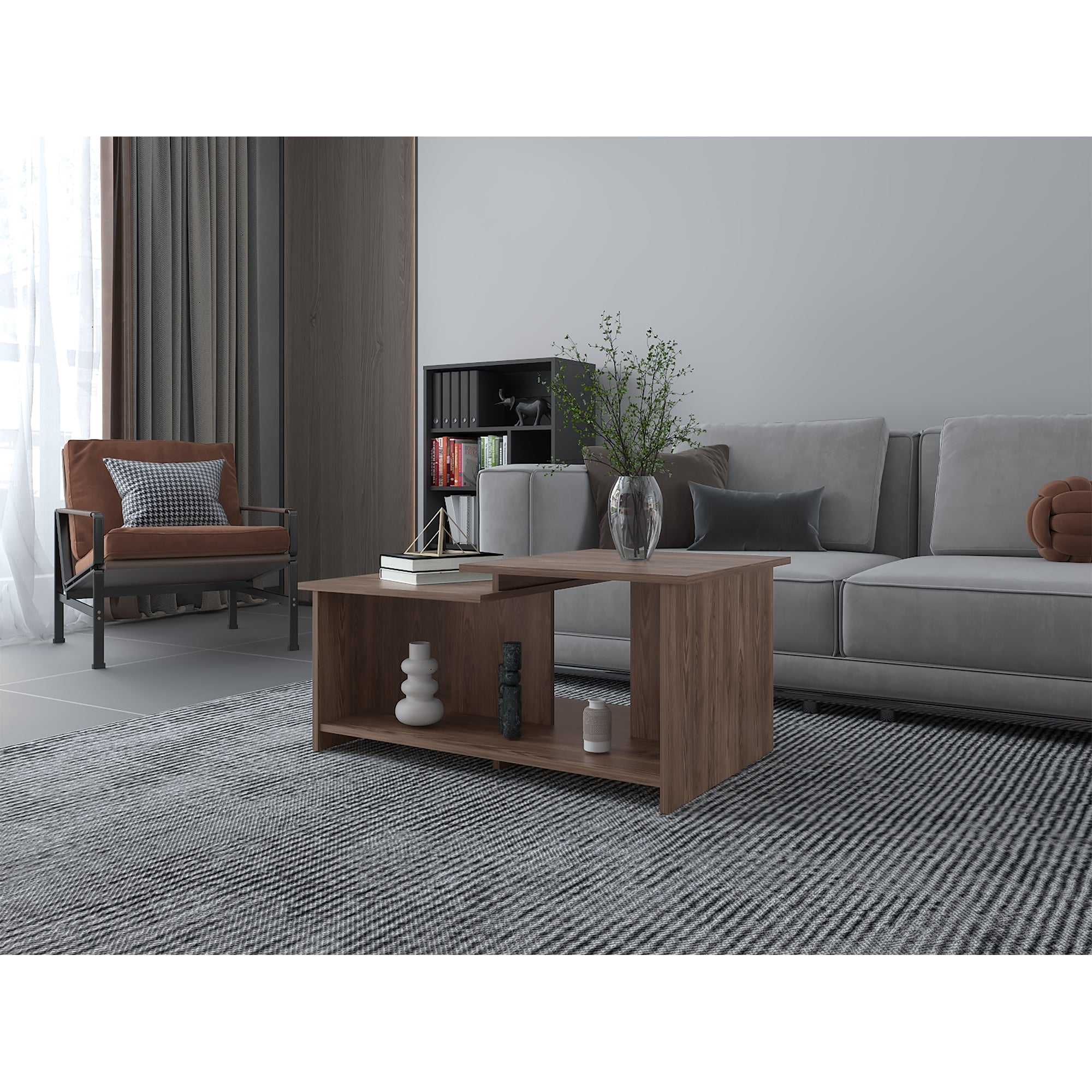 Tuhome - Mesa De Centro Wema Coñac 41,6x89,3x53,1 Cm