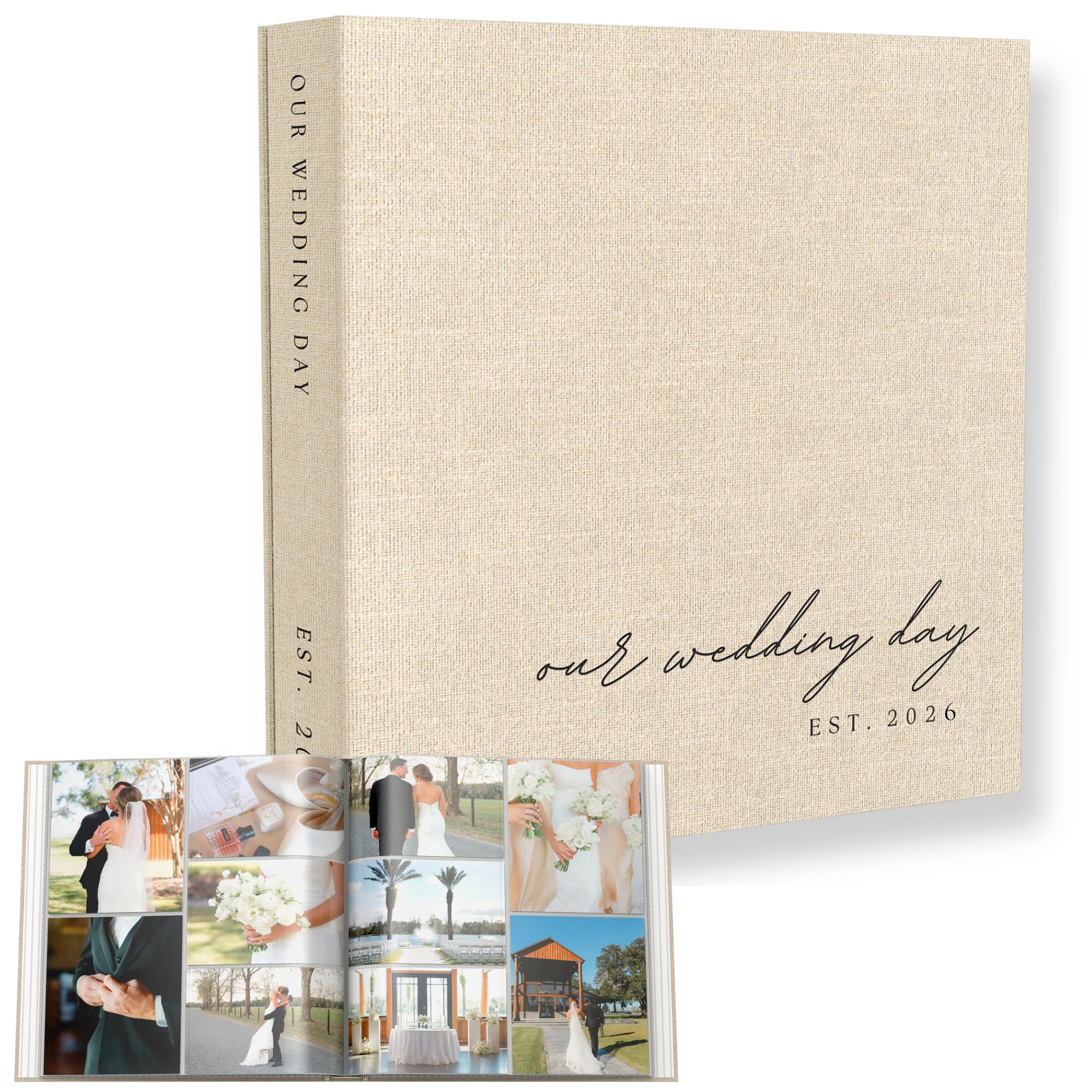 Paige Mcrae Home & Decor - Álbum De Fotos De Boda Paige Mcrae, 13 X 12 Cm, 400 Fotos, Lino