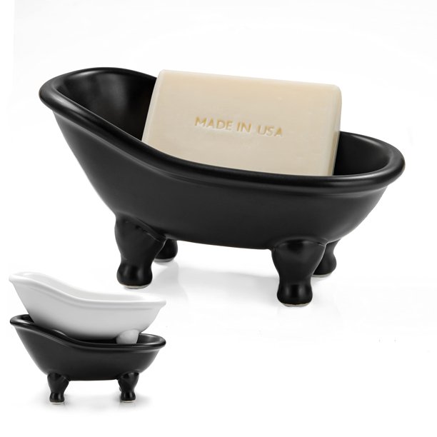 Plato para jabón dodococa 14 cm negro, cerámica, forma de bañera