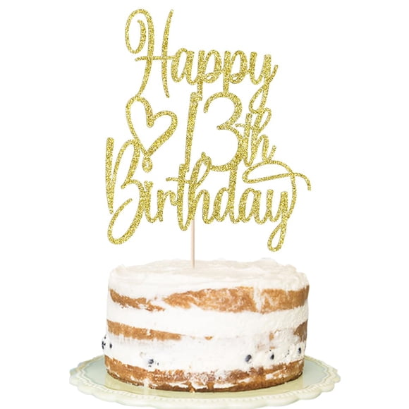 Cake Topper Dorado Con Brillo Feliz 13 º Cumpleaños