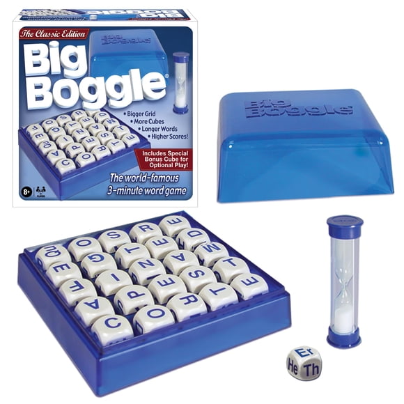 Juego de palabras, movimientos ganadores, Big Boggle, cuadrícula de 5 x 5, 25 cubos de letras