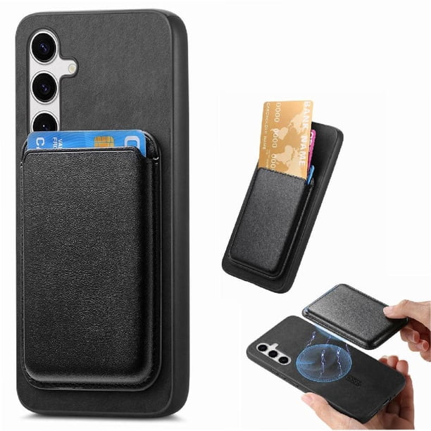 Funda de Cuero Magnética con Tarjetero para Samsung Galaxy S25 Cubierta Delgada Negro