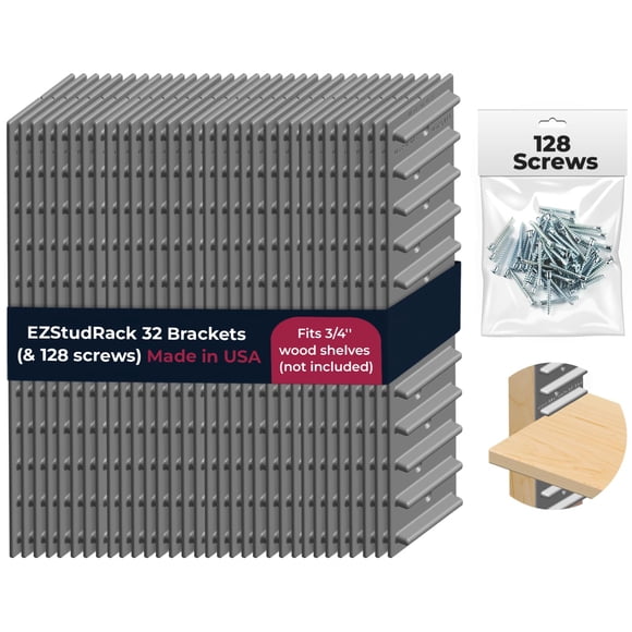 Soportes para Estantes Ajustables EZStudRack Paquete de 32 Gris USA