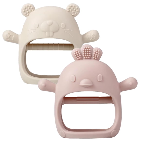 Juego de 2 guantes de silicona Roxanepig para bebés Teether Toy