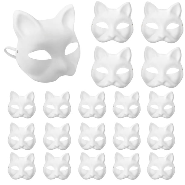 Pintura de papel blanco con forma de gato, XIPEGPA, de Therian Masks, para bricolaje (20 unidades)