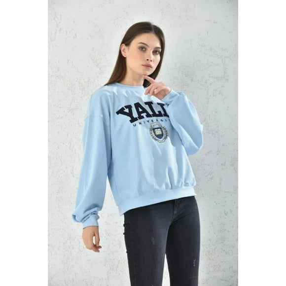 Poleron Oversize Manga Larga Mujer Celeste Talla Unica