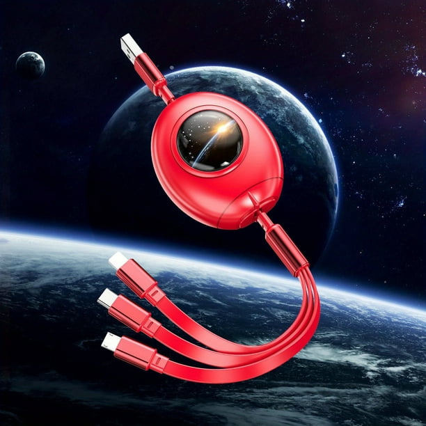 3A Multi-Head Telescopic Charging Cable: Charge Your Devices Simultaneously with the New Space Capsule One Drag!
