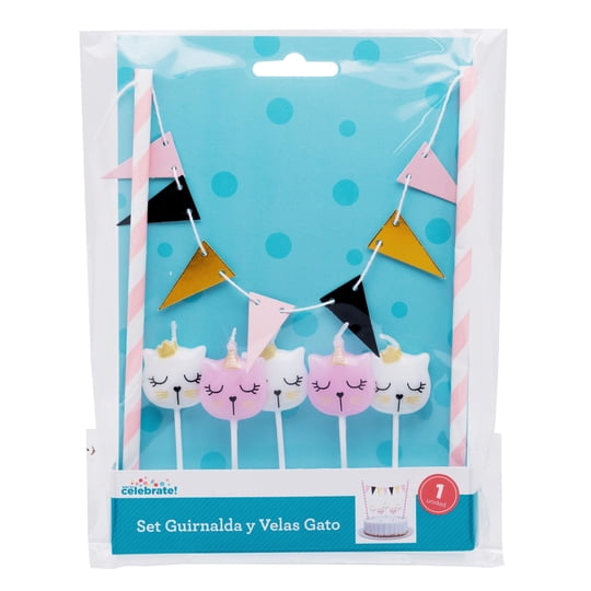 Set Guirnalda Y Velas Gato Way to celebrate