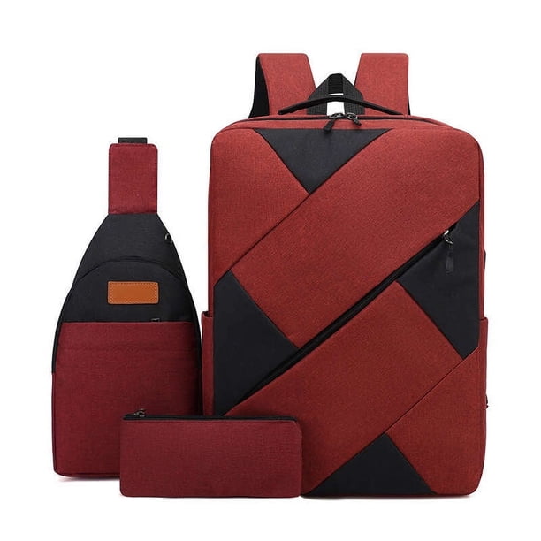 2023 New Backpack, Three-piece Large Capacity Backpack, Charging USB Computer Backpack, Travel Bag, Student School Bag