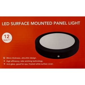 Fsl - Panel Led Sobrepuesto Redondo Negro 12W 6500K – Luz Fría