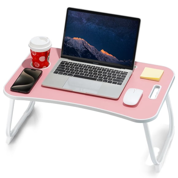 Escritorio Plegable Para Portátil Con Portavasos Y Ranura Para Tableta