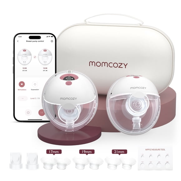 Momcozy M5 Smart Extractor de Leche Manos Libres, Sacaleches Portátil Inalámbrico, Pack 2 Unidades
