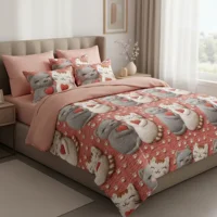 Casadeliacl - Cubrecama 5D Tfi Para Colchón 2 Plazas, Diseño Elegante Rosa Pálido 11