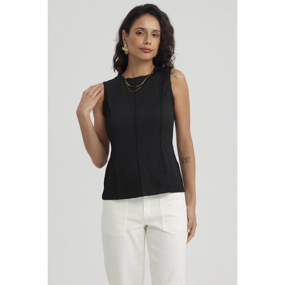 Polera Mujer Texturizada Negro