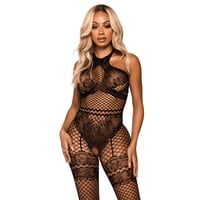 Set De Lencería Leg Avenue Seamless Industrial Net Halter Black