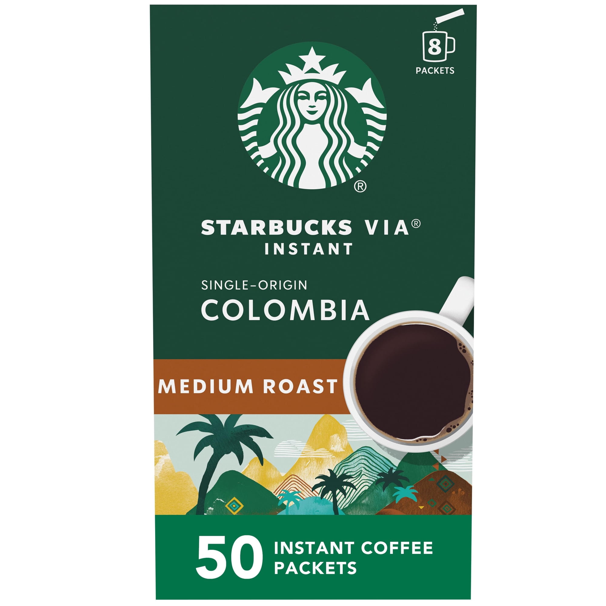 Café Instantáneo Starbucks Via Colombia Tostado Medio 50 Sobres