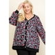 thumbnail image 1 of Cárdigan Acogedor con Estampado Animal Mir y Botones de Pincel en Gris/rosa Neón, Talla Grande 1XL, 1 of 5