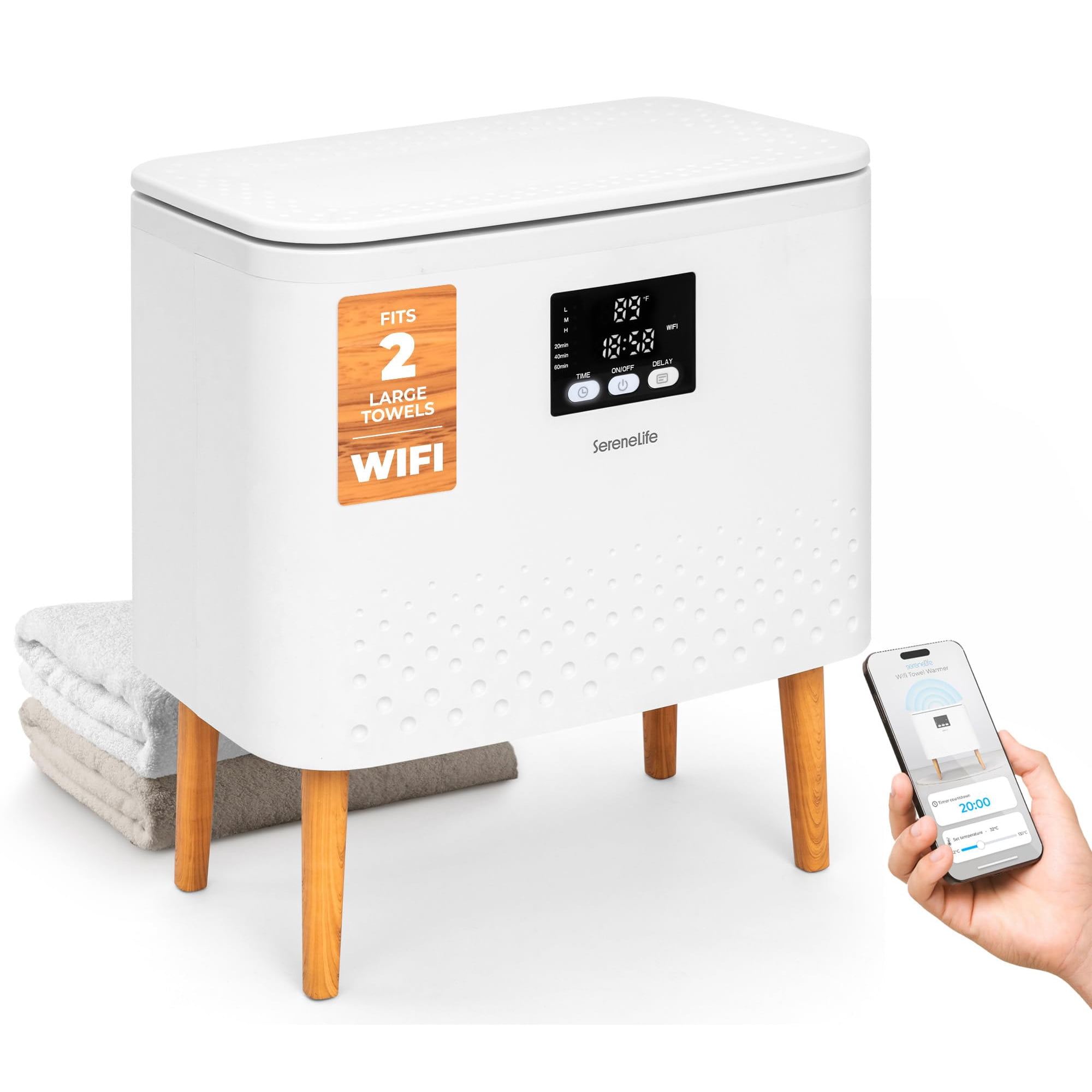 Cubo Calentador De Toallas Serenelife Wifi 20l Blanco