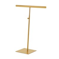 Magideal - Estante De Exhibición De Bolsas De Metal, Soporte De Exhibición De Bolsos, Acero Inoxidable Con Doble Gancho, Soporte Independiente En Forma De T Para Tubo Redondo Dorado