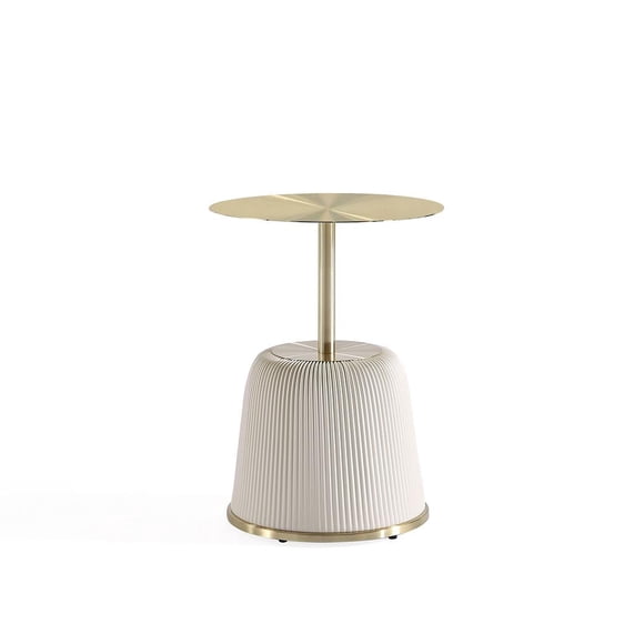 Mesa lateral redonda moderna Anderson de Manhattan Comfort, color crema