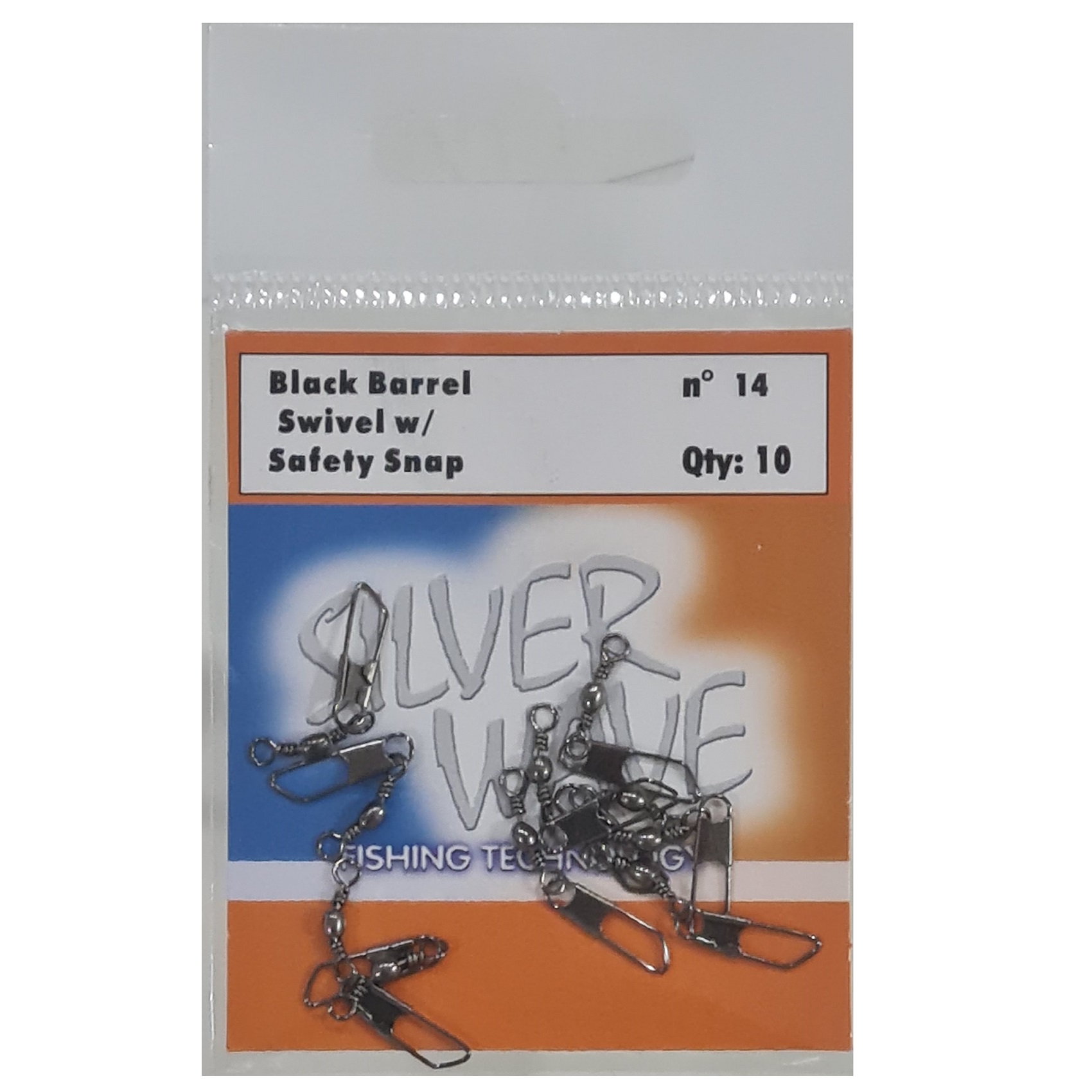 Silver Wave - Destorcedor Con Snap Para Pesca Negro #14 Sobre Con 10Unid