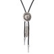 thumbnail image 4 of negro pu cuero occidental vaquero rodeo bolo tie bola collar antiguo plata, 4 of 4