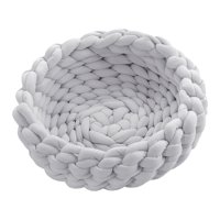 Magideal - Cesta De Cama De Punto De Algodón Para Gatos, Cómoda, Transpirable, Hecha A Mano, Flexible, 15,75 Pulgadas, Acogedora Para Gatos De Interior, Conejos, Gris Claro