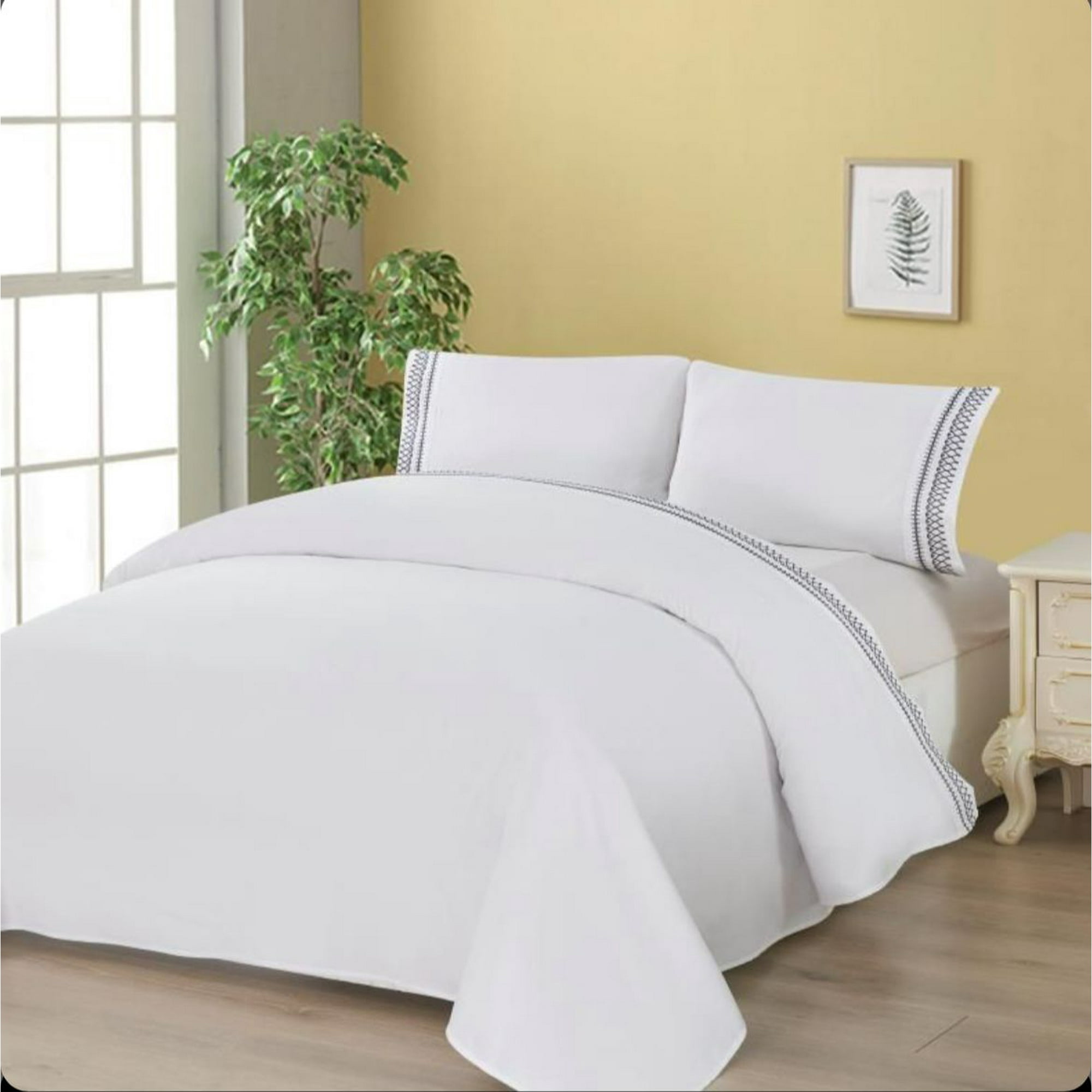 Todo Hogar Santiago De Chile - Sabana Bordada 2 Plazas Blanca