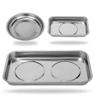 Xusx111 - Soporte De Bandeja Magnética 3Pc, Para Pernos De Tuercas De Tornillo De Enchufe Piezas De Metal, Imán Extra Fuerte, Bandeja Engrosada, Acero Inoxidable