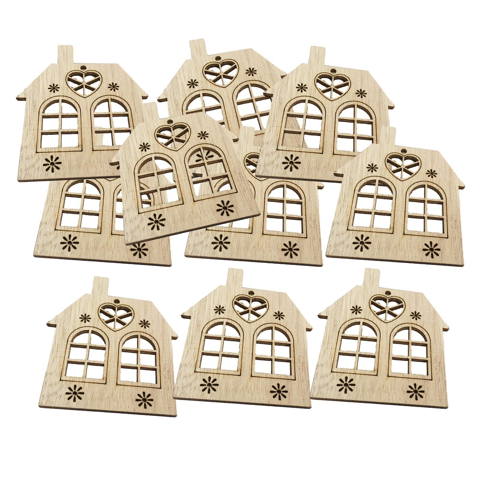 Magideal - 10x Rodajas De Madera Navideñas, Recortes De Madera Sin Terminar Con Cuerda, Decoración Navideña Para Álbumes De Recortes, Pintura, Proyectos Artesana Casa