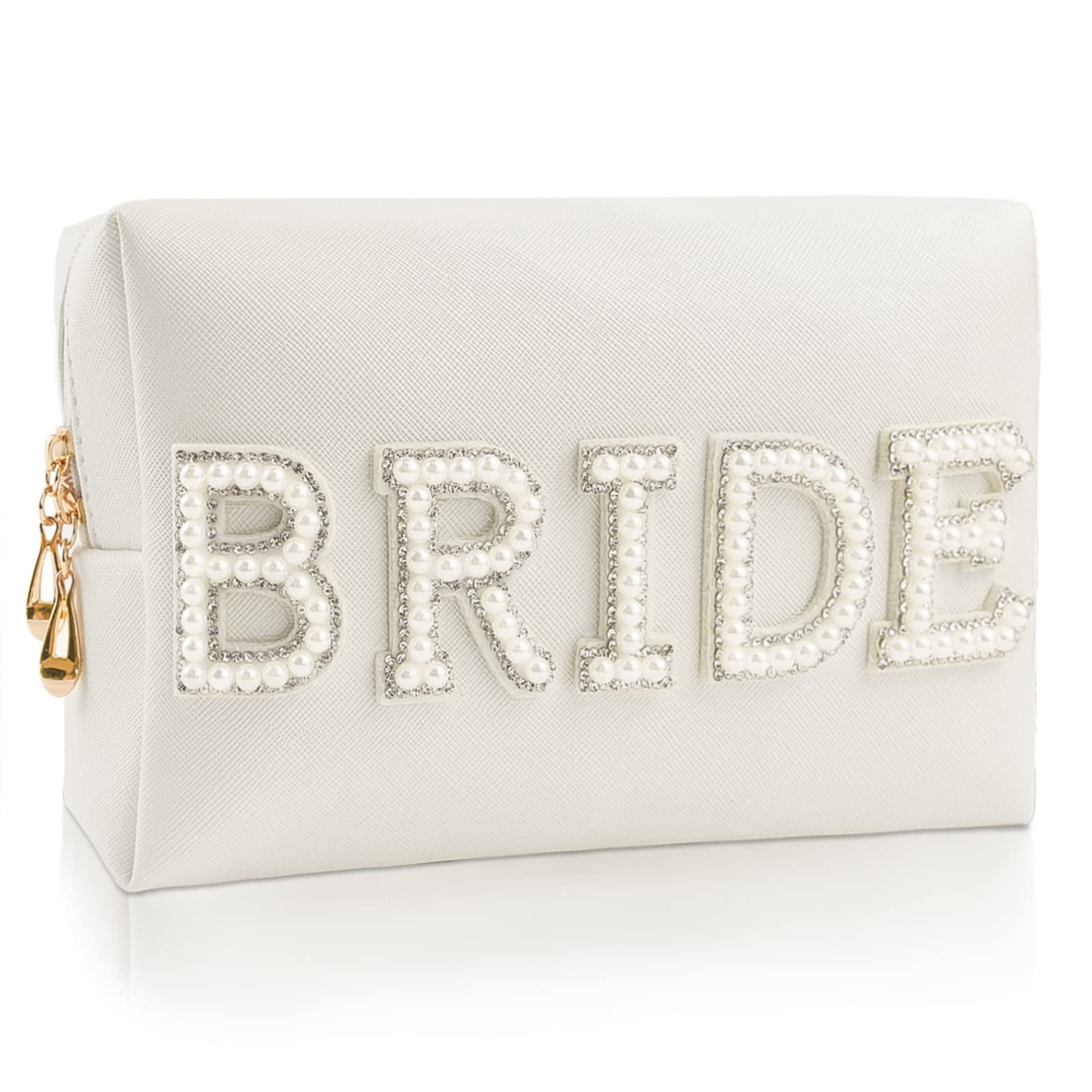 Bolsa De Maquillaje Kovewon Bride Patch Letter Para Mujer, Color Blanco