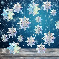 Xusx111 - Decoraciones De Copos De Nieve De Invierno De Navidad, 30Pcs Láser Iridescente Copos De Nieve Colgando Decoraciones En 3 Tamaños Para Navidad