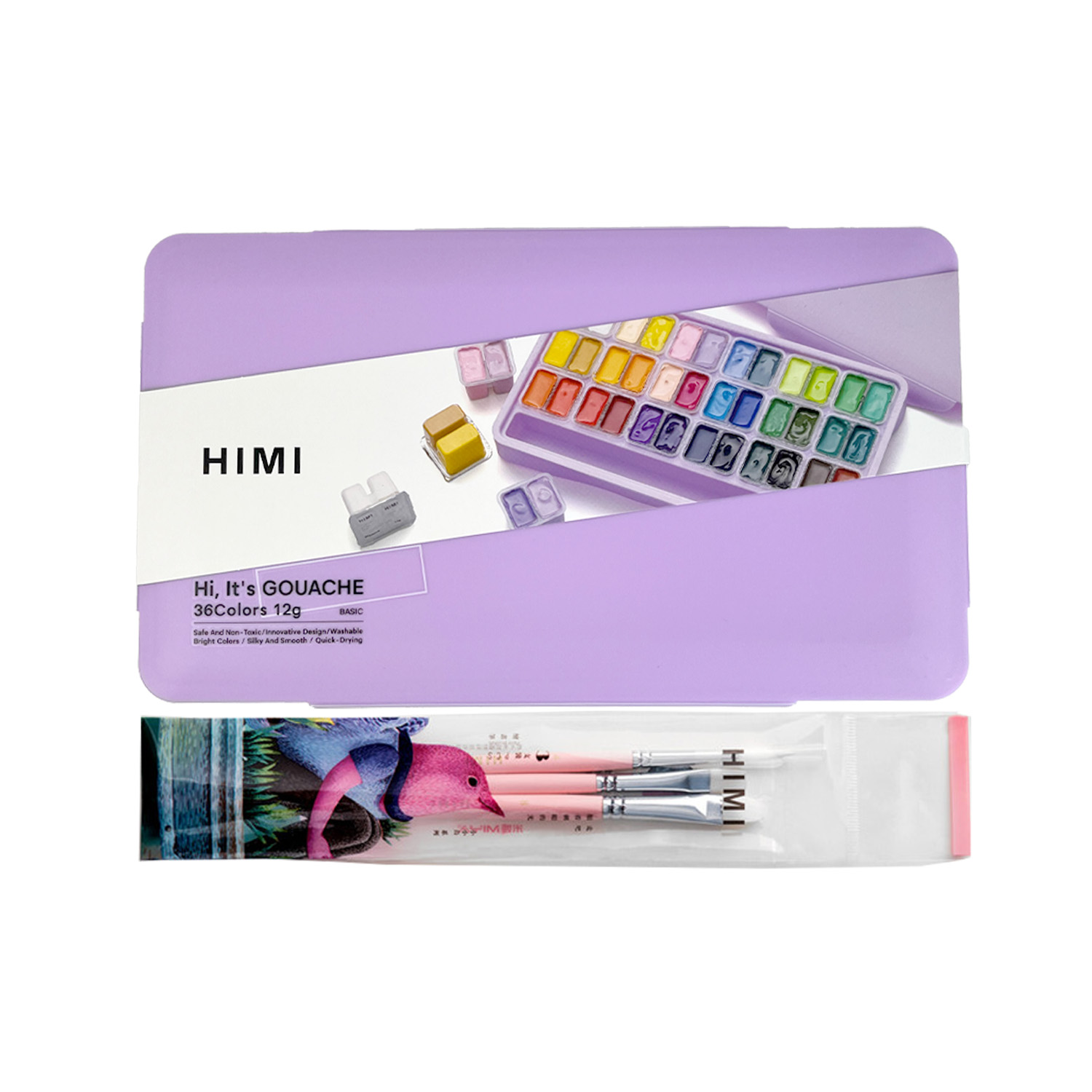 Himi Set Gouache 36 Colores Twin Cup 12G + 3 Pinceles Morado