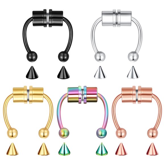 Aro de nariz VELCARE 5 piezas magnético de acero inoxidable 12 mm