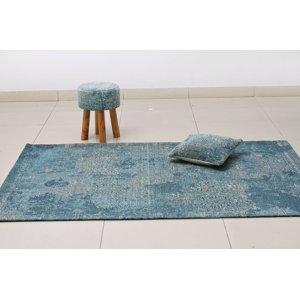 Decoghar - Cojin Deco Cojin Jacquard Azul Diseño Vintage 0,4X0,4 Mts