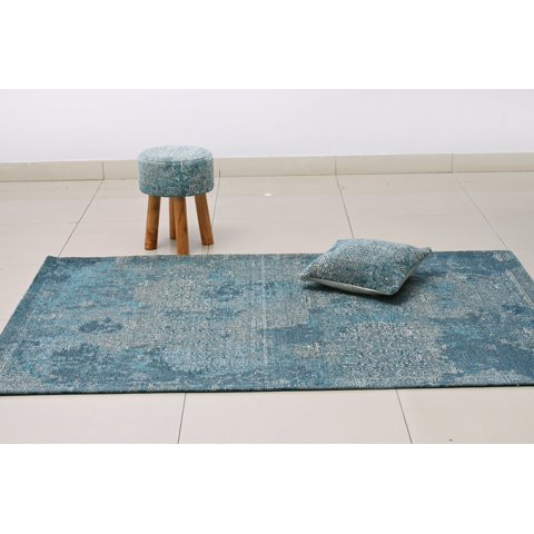 Decoghar - Cojin Deco Cojin Jacquard Azul Diseño Vintage 0,4X0,4 Mts