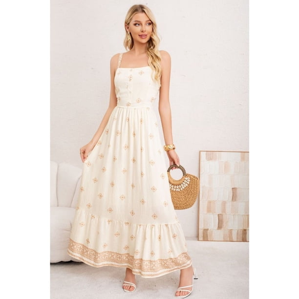 Maxi Vestido Mujer Largo Holgado Pabilos Estampado 3360