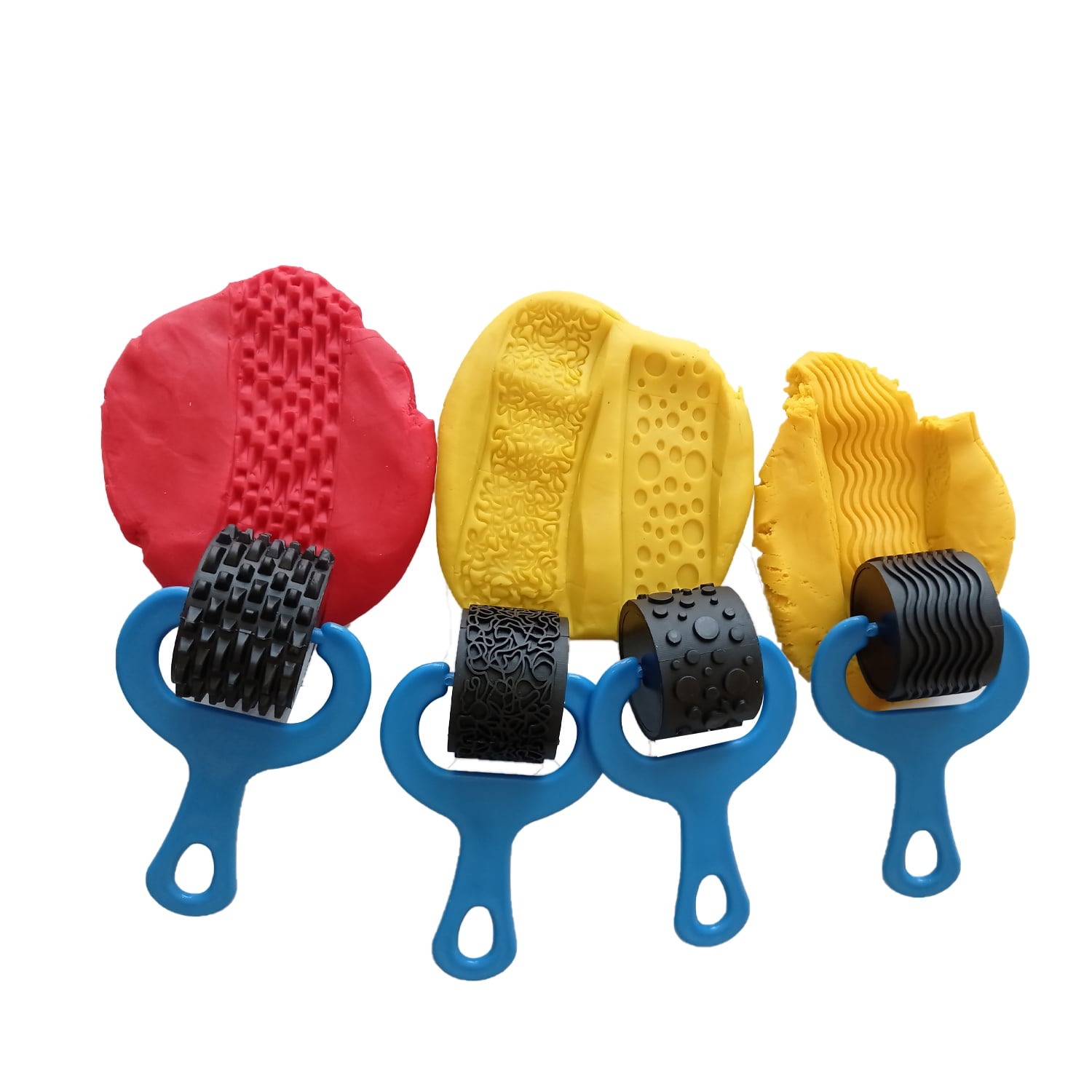 Seigard - Set 4 Rodillos Con Mango Plástico Y Texturas