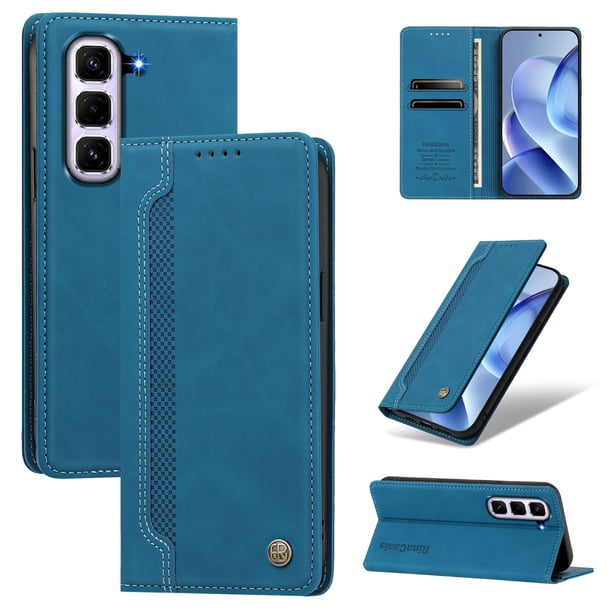 Funda Billetera para Infinix Hot 50 Pro Plus 4G Imán y Resistente Azul