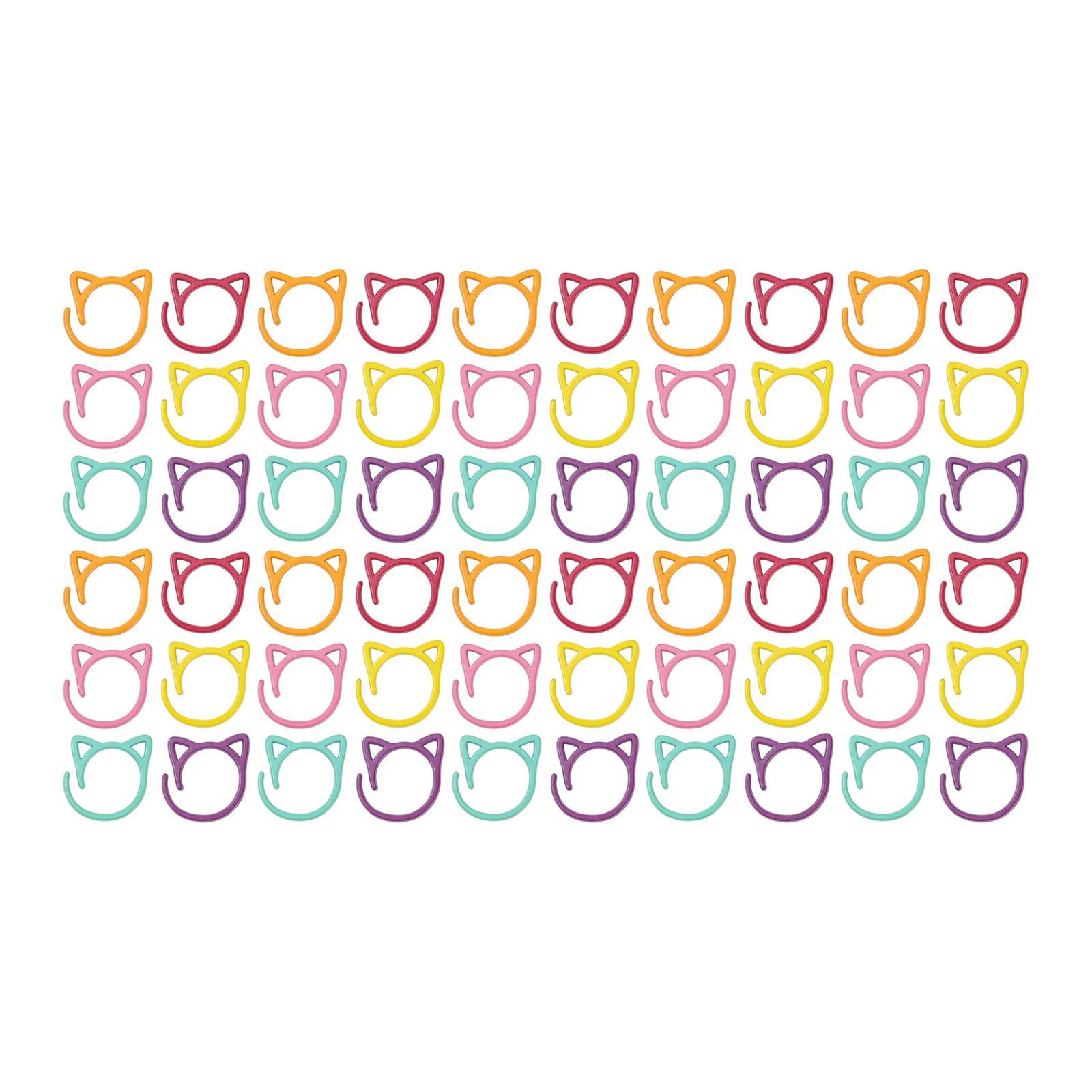 Magideal - Marcadores De Puntada 60X Marcadores De Costura Anillos De Gato Anillos Portátiles Diy Crochet Clips Clips Para La Herramienta De Tejido De Costura De Vistoso