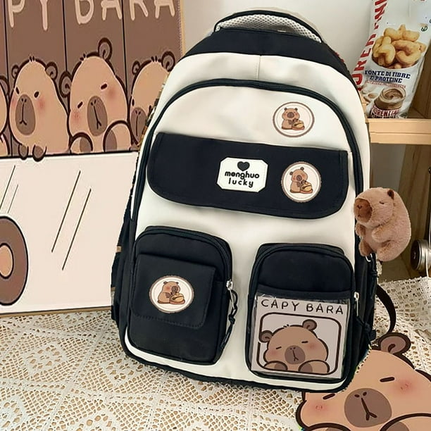 Cute Capybara Schoolbag Large Capacity Adjustable Strap Versatile Backpack Waterproof Computer Bag Student