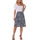 thumbnail image 2 of INSPIRE CHIC Falda Midi Floral de Cintura Alta con Línea A y Largo a la Rodilla para Mujer, Regreso a Clases, Gris Azul 3XL, 2 of 6